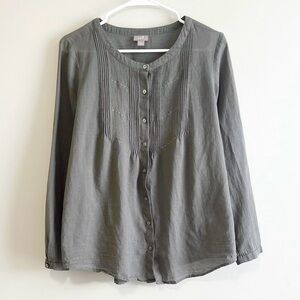 J. Jill Pintuck Front Button Long Sleeve Blouse